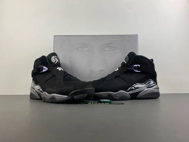 Air Jordan 8 Black Metallic Silver Basketball Shoes 13