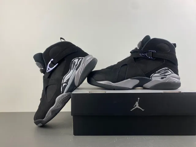 Air Jordan 8 Black Metallic Silver Basketball Shoes 14