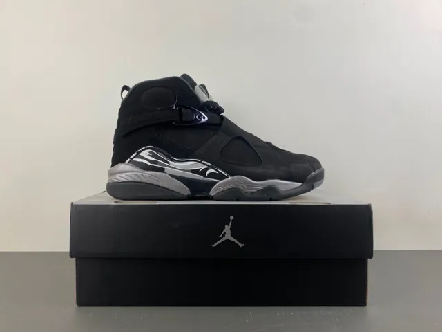 Air Jordan 8 Black Metallic Silver Basketball Shoes 15