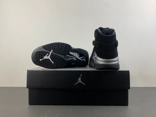 Air Jordan 8 Black Metallic Silver Basketball Shoes 16