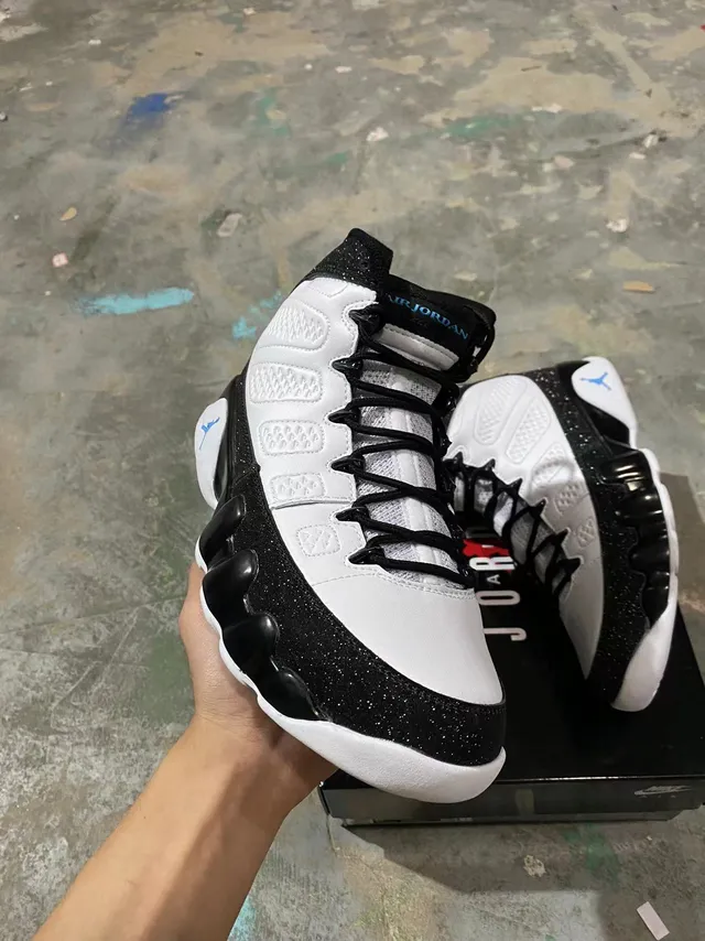 Air Jordan 9 Black White Glitter High-Top Basketball Shoes 2