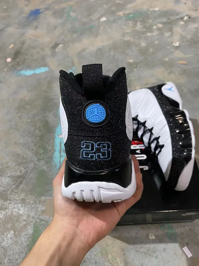 Air Jordan 9 Black White Glitter High-Top Basketball Shoes 5