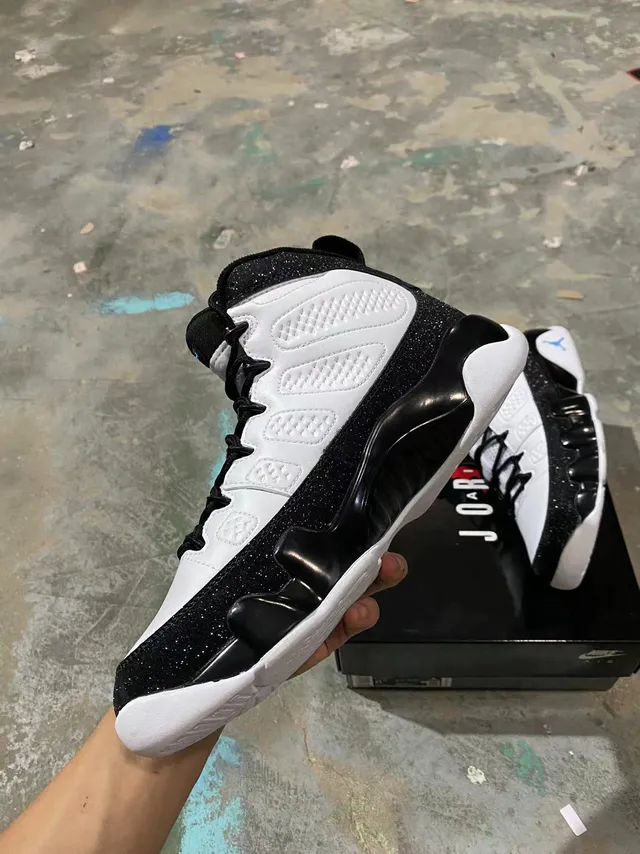 Air Jordan 9 Black White Glitter High-Top Basketball Shoes 6