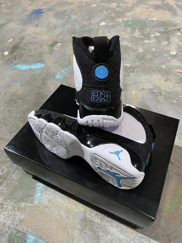 Air Jordan 9 Black White Glitter High-Top Basketball Shoes 8