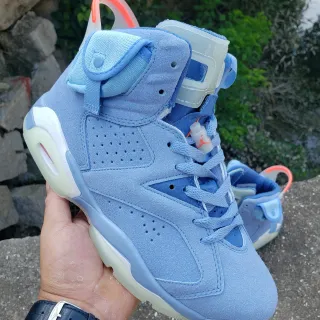 Air Jordan Blue Orange Light Suede Upper Perforated Toe Box Basketball Shoes