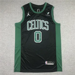 Air Jordan Boston Celtics Jayson Tatum #0 Statement Black Green Sleeveless Mesh Jersey