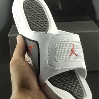 Air Jordan Hydro 7 White Black Red Slippers