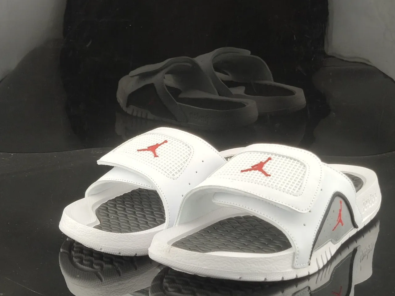 Air Jordan Hydro 7 White Black Red Slippers 2