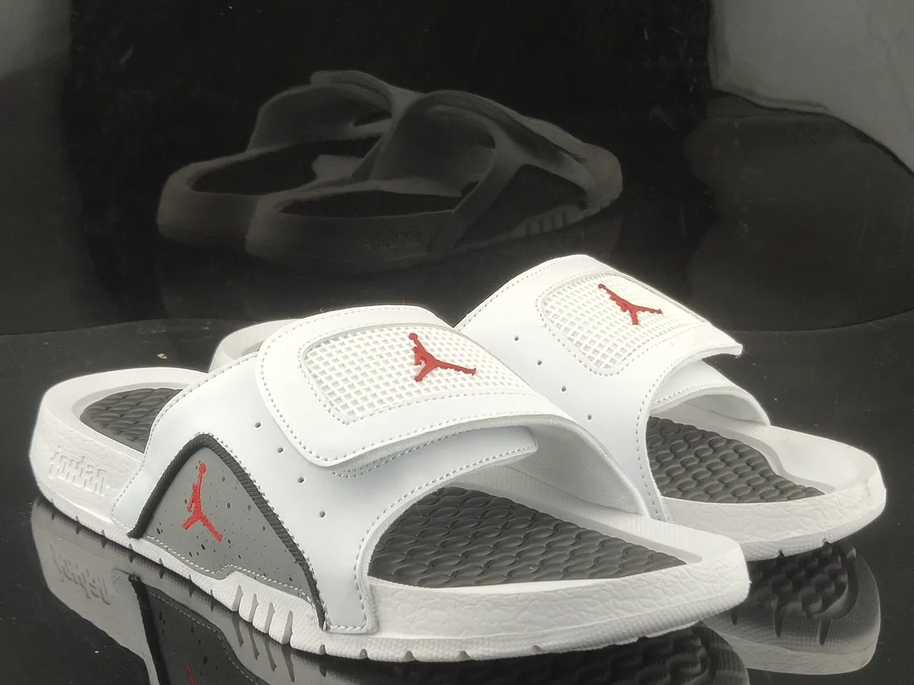 Air Jordan Hydro 7 White Black Red Slippers 4