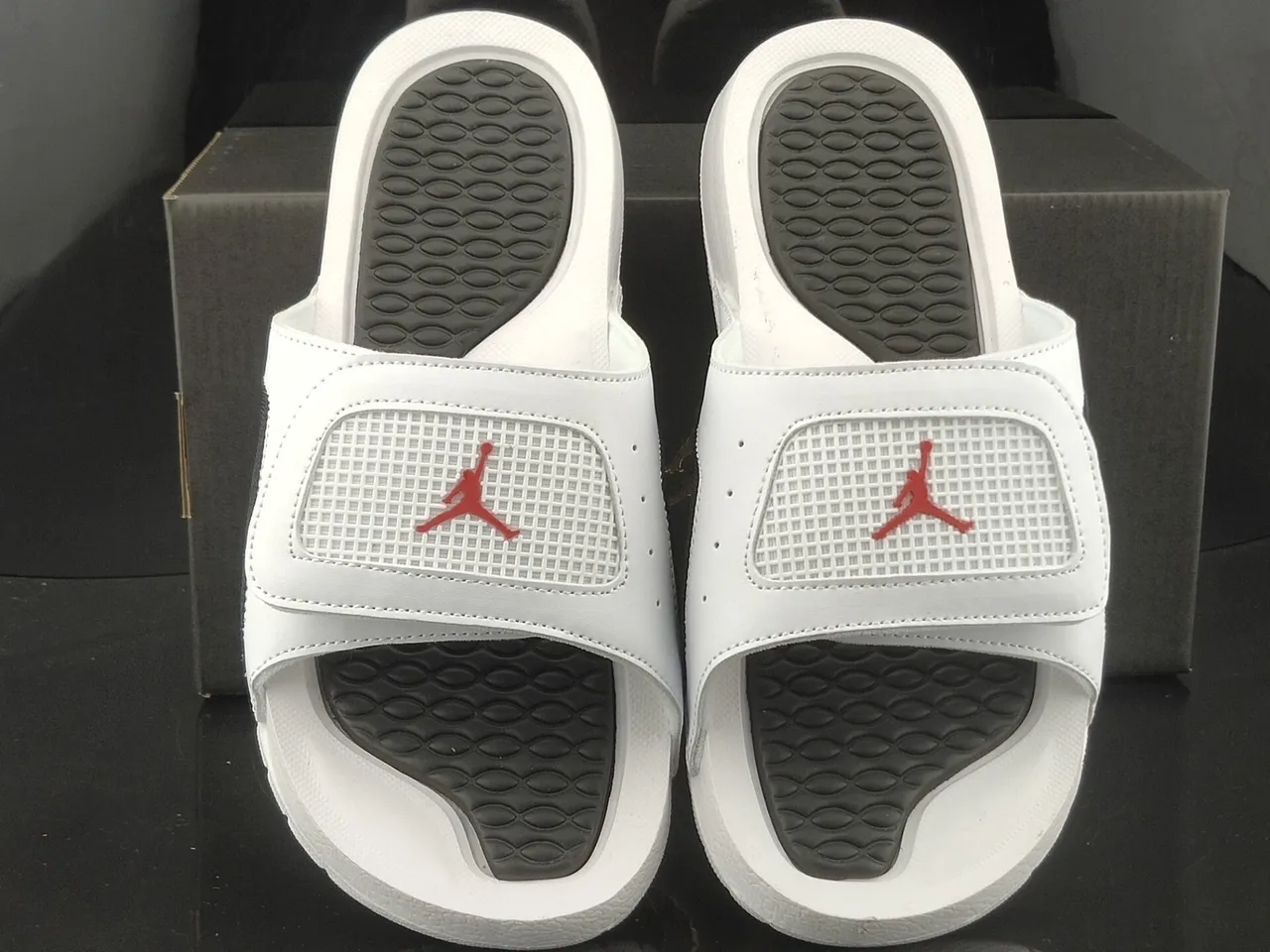 Air Jordan Hydro 7 White Black Red Slippers 5