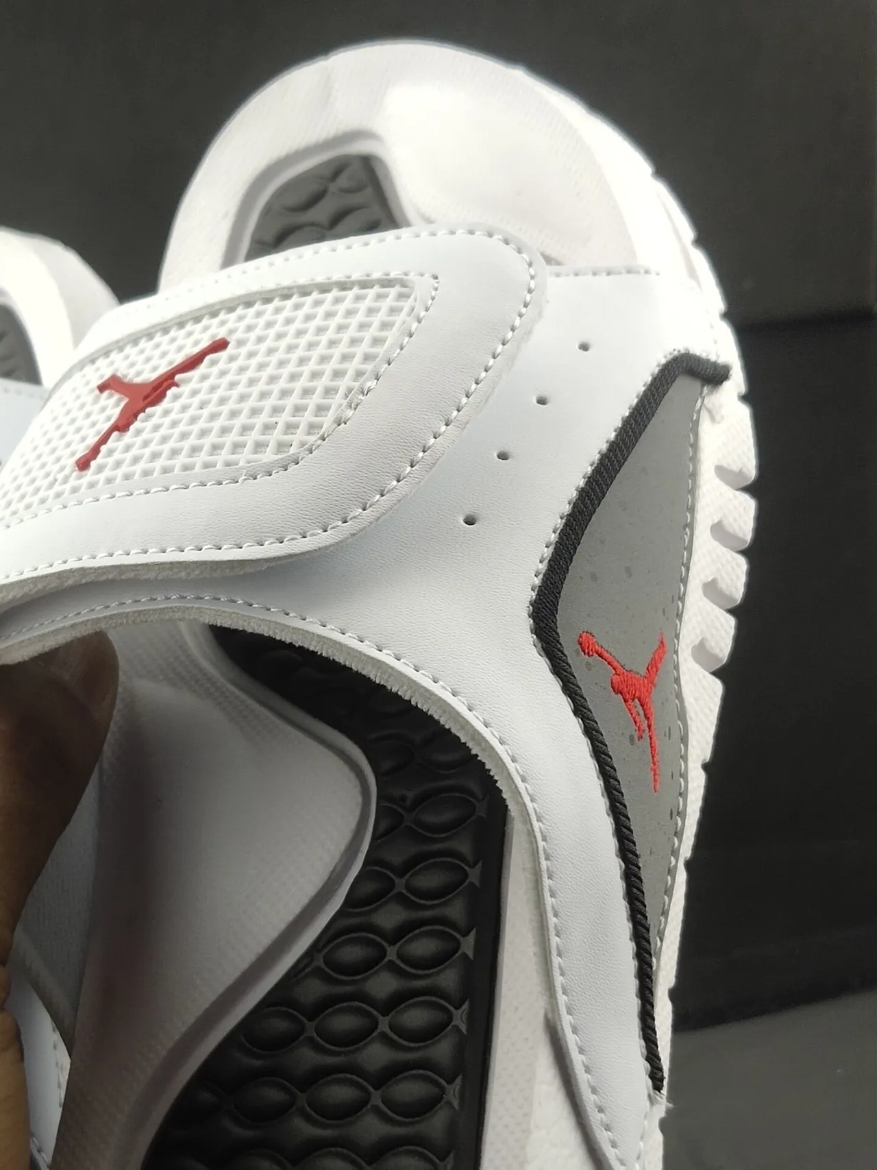 Air Jordan Hydro 7 White Black Red Slippers 6