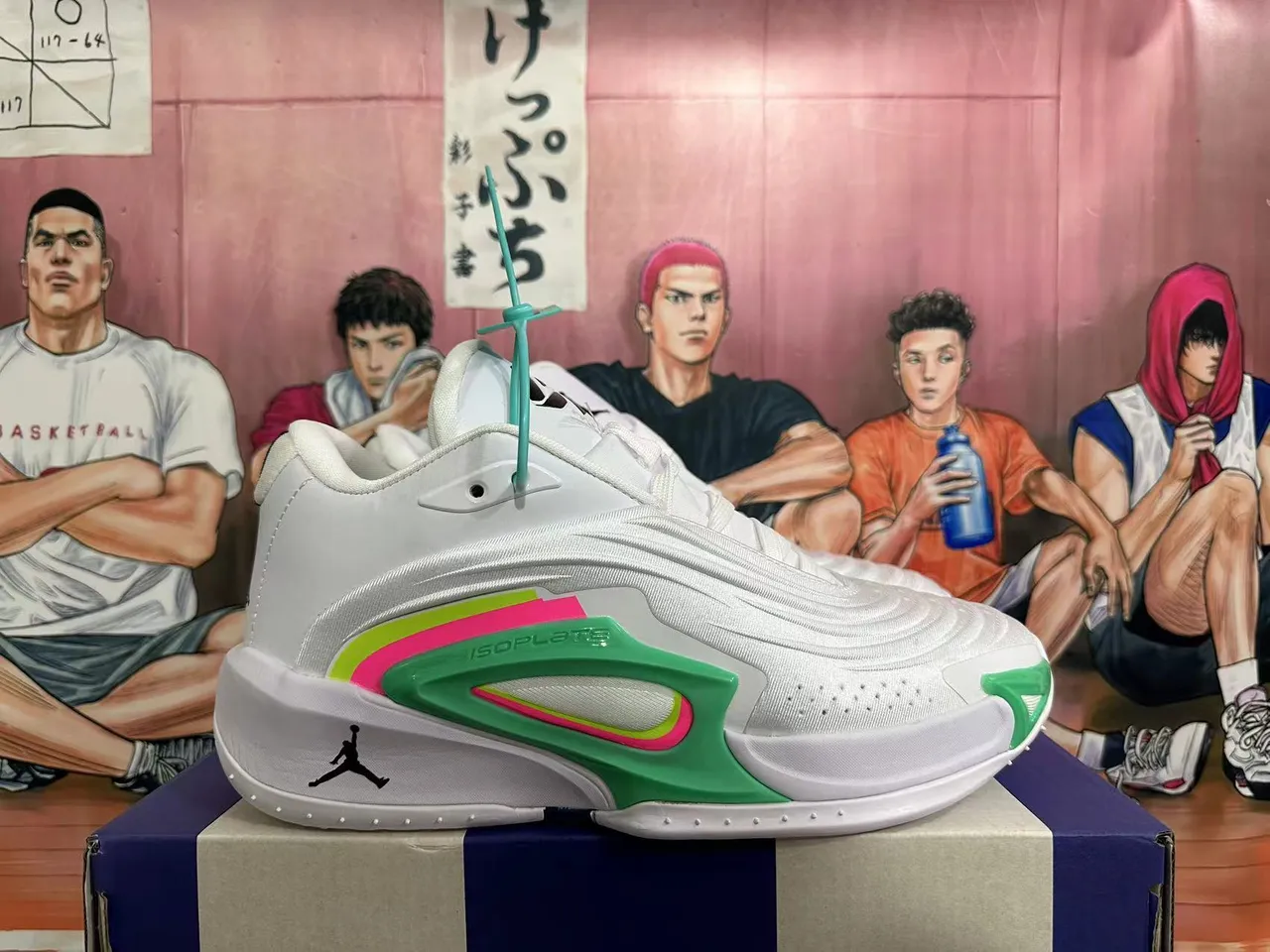 Chaussures de basketball Air Jordan ISOPLETE blanc vert néon 4