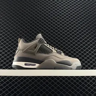 Air Jordan IV Beige Black High-Top Silhouette Taupe Leather And Mesh Upper Basketball Shoes