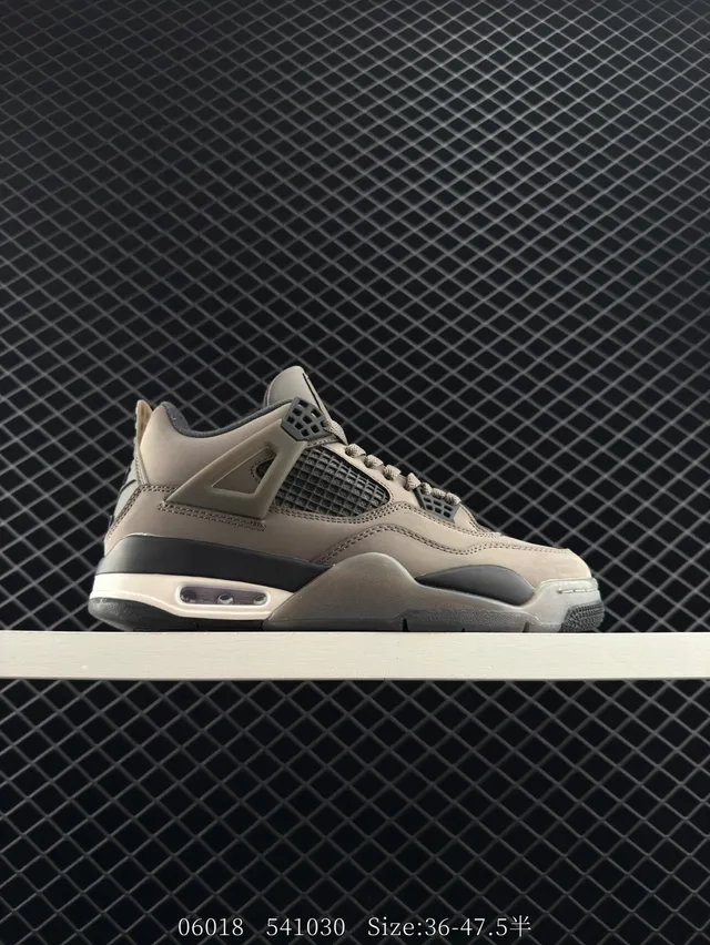 Air Jordan IV बेज ब्लैक हाई-टॉप सिल्हूट तौपे लेदर और मेश अपर बास्केटबॉल जूते 5