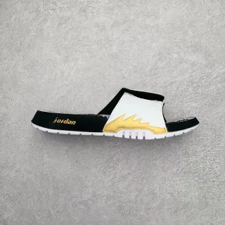 Air Jordan Slide Black White Gold Flame Slipper