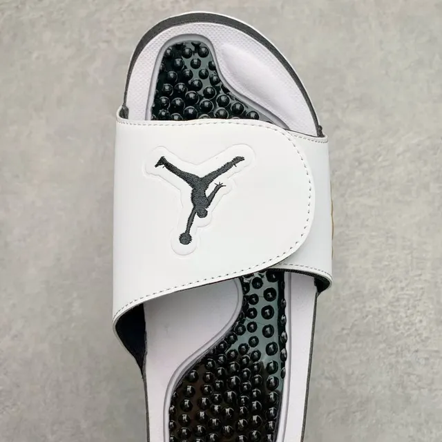 Air Jordan Slide Black White Gold Flame Slipper 4