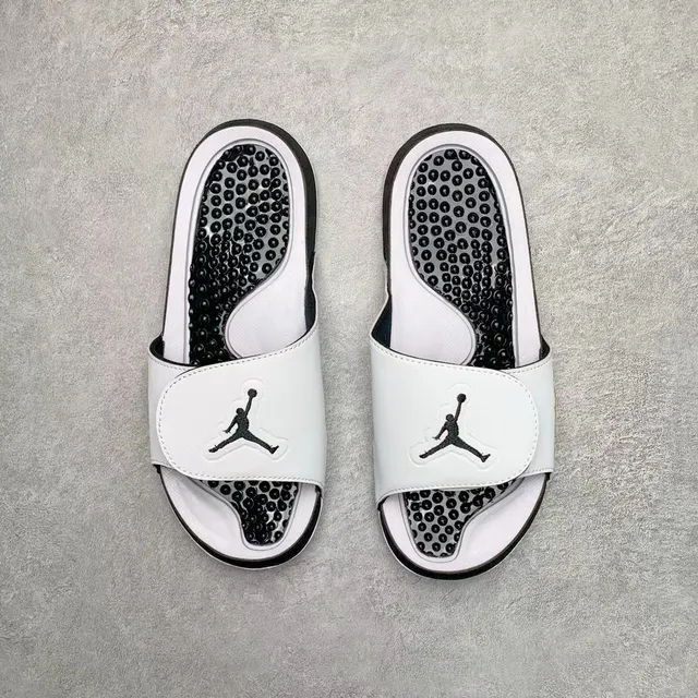 Air Jordan Slide Black White Gold Flame Slipper 6