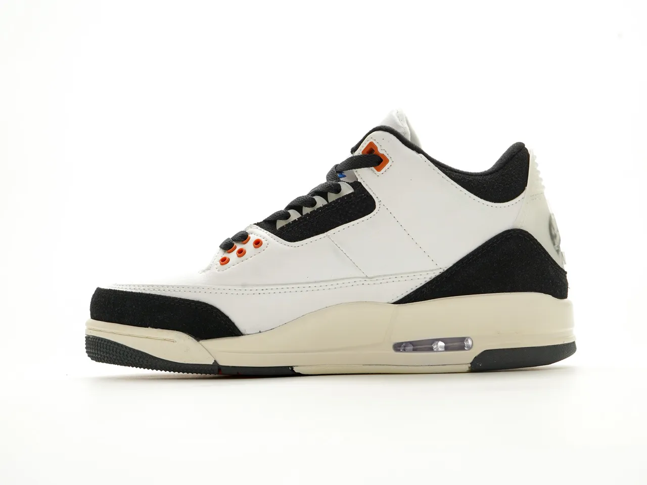 Air Jordan White Black High-Top Leather-Suede Hybrid Basketball Shoes 9