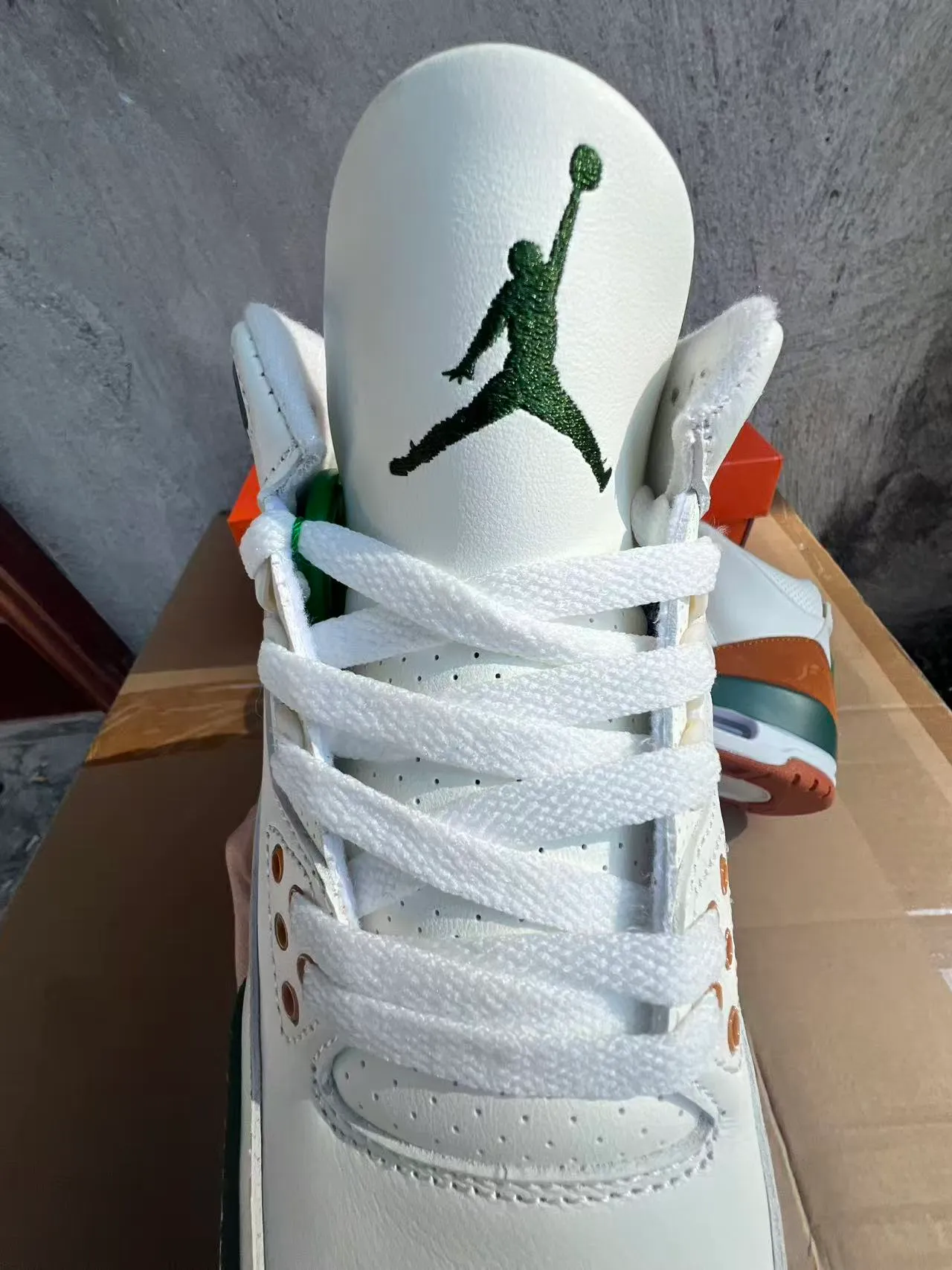 Air Jordan White Green High-Top Leather And Suede Upper Basketball Shoes 4