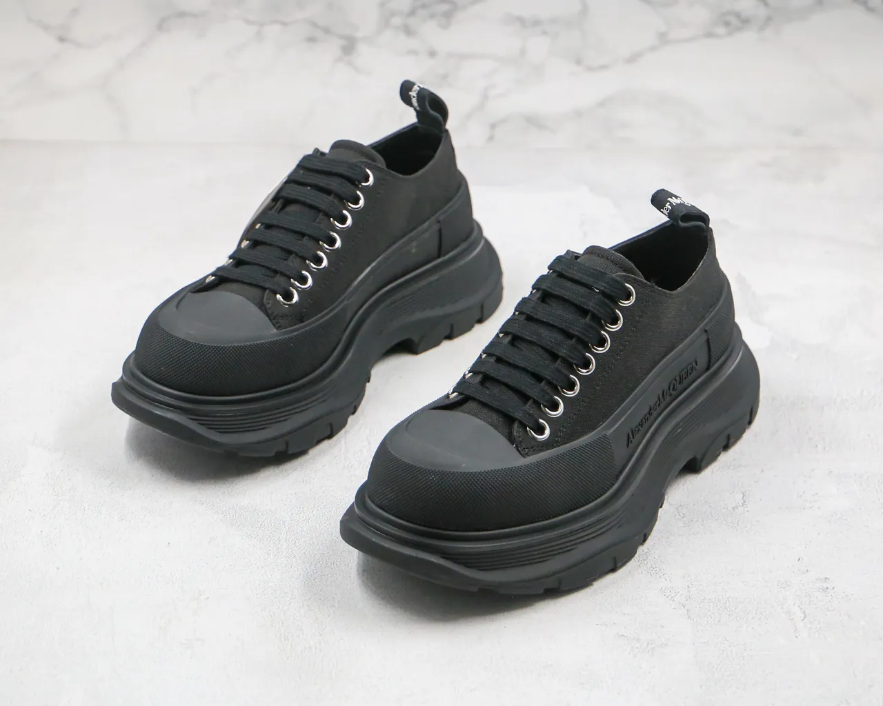 Alexander McQueen Oversized Sneaker Black Canvas Chunky Sneakers 8