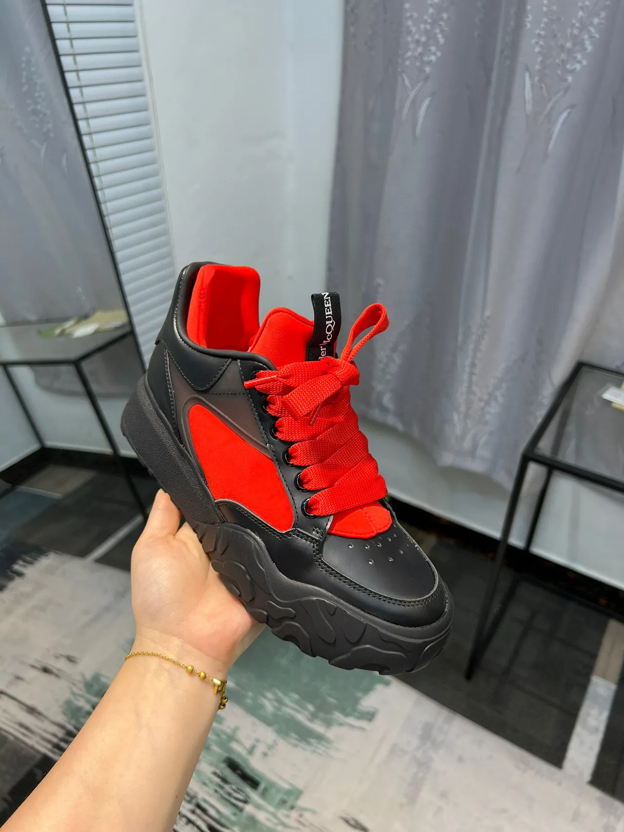 Alexander McQueen Oversized Sneaker Black Red Chunky Sneakers 5