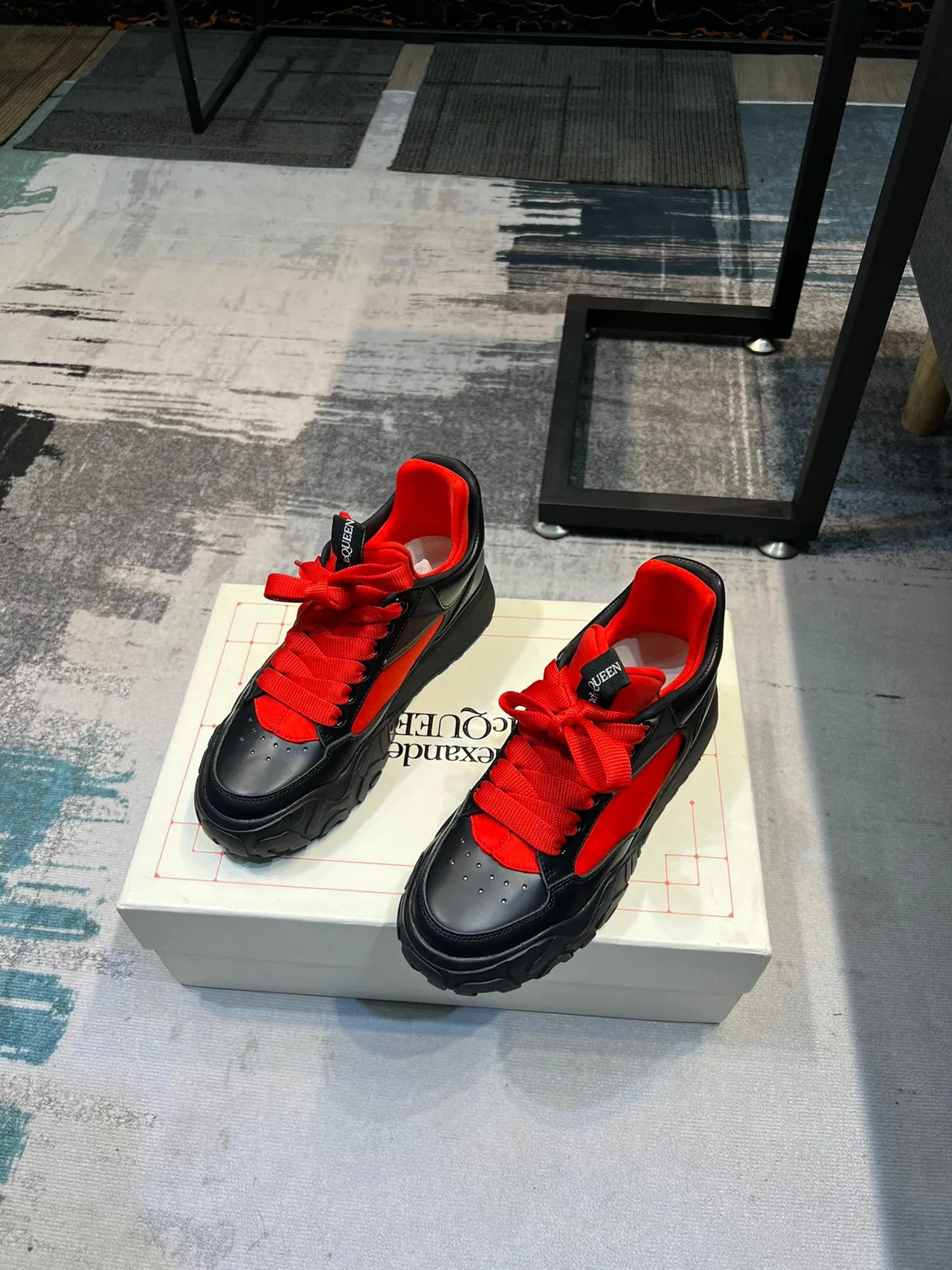 Alexander McQueen Oversized Sneaker Black Red Chunky Sneakers 6