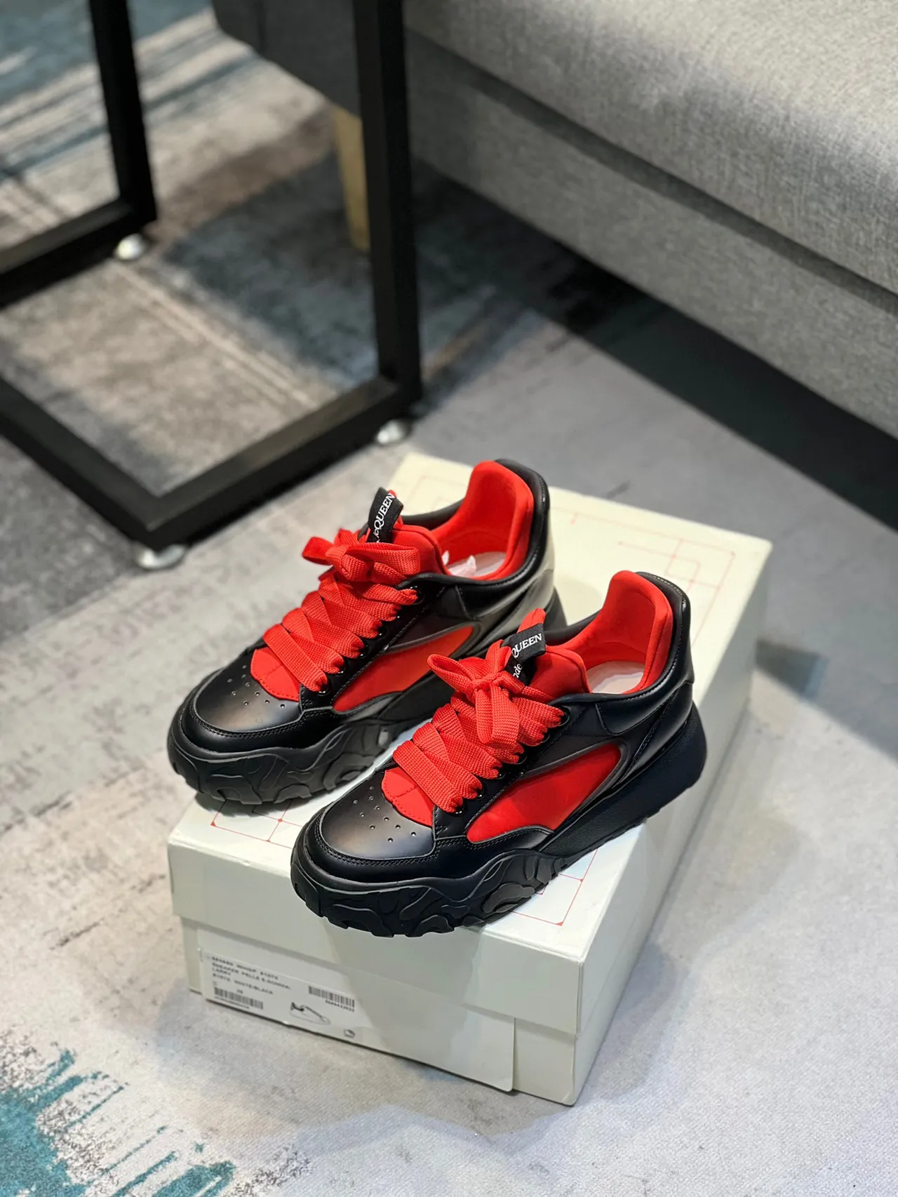 Alexander McQueen Oversized Sneaker Black Red Chunky Sneakers 7
