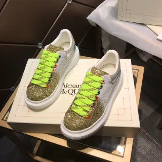 Alexander McQueen ओवरसाइज स्नीकर गोल्ड ग्रीन प्लेटफॉर्म सोल ग्रेडिएंट ग्लिटर अपर लाइफस्टाइल स्नीकर