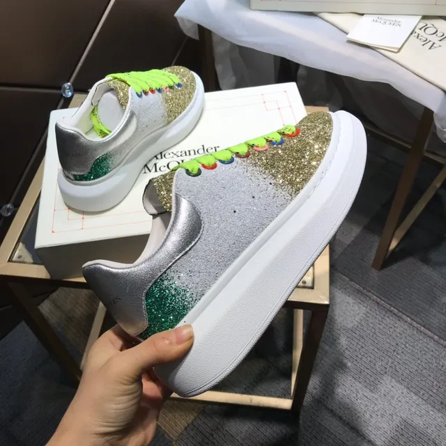 Alexander McQueen Oversized Sneaker Gold Green Platform Sole Gradient Glitter Upper Lifestyle Sneakers 5