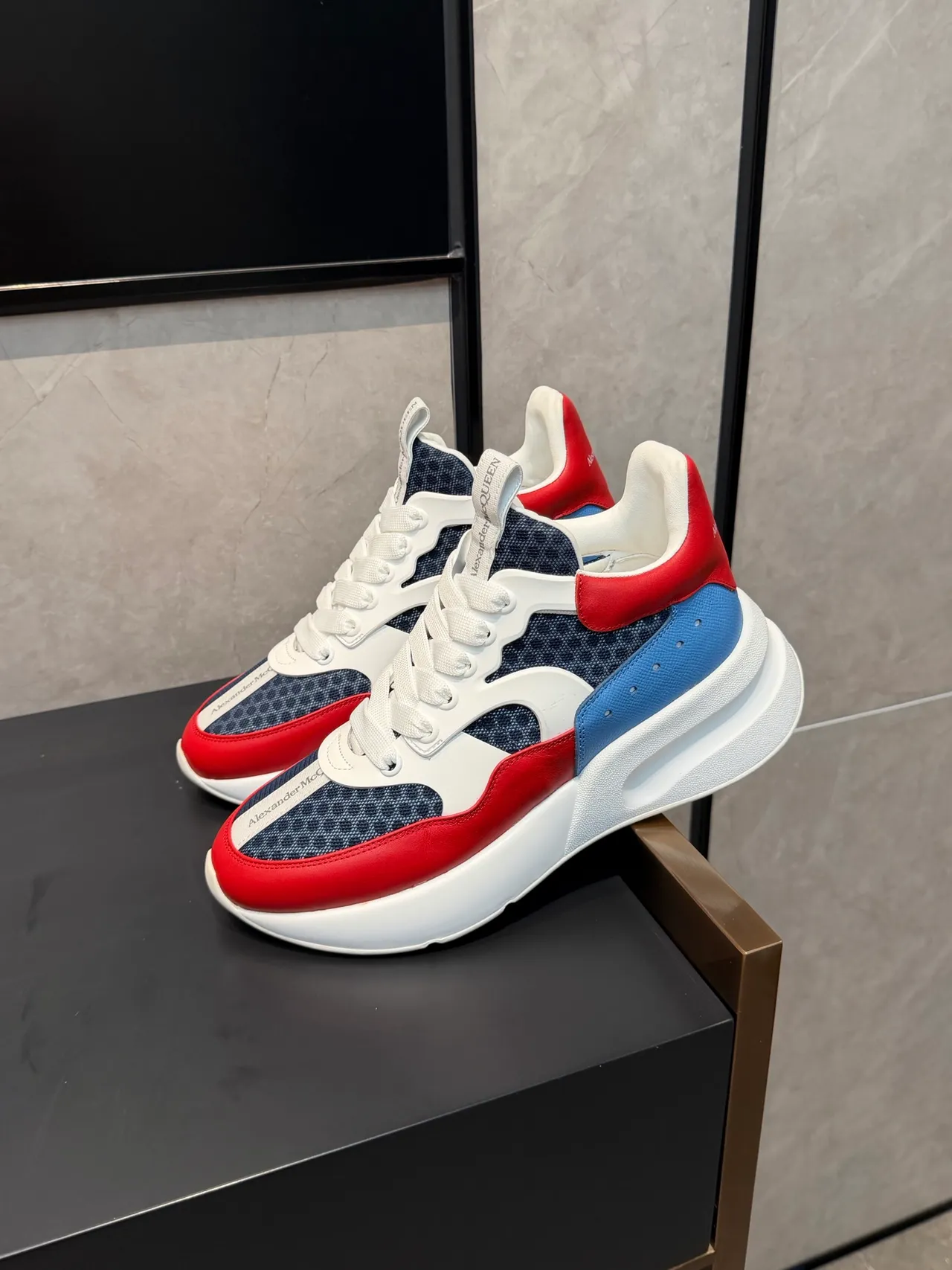 Alexander McQueen Oversized Sneaker Red Blue Navy White Chunky Sneakers 2