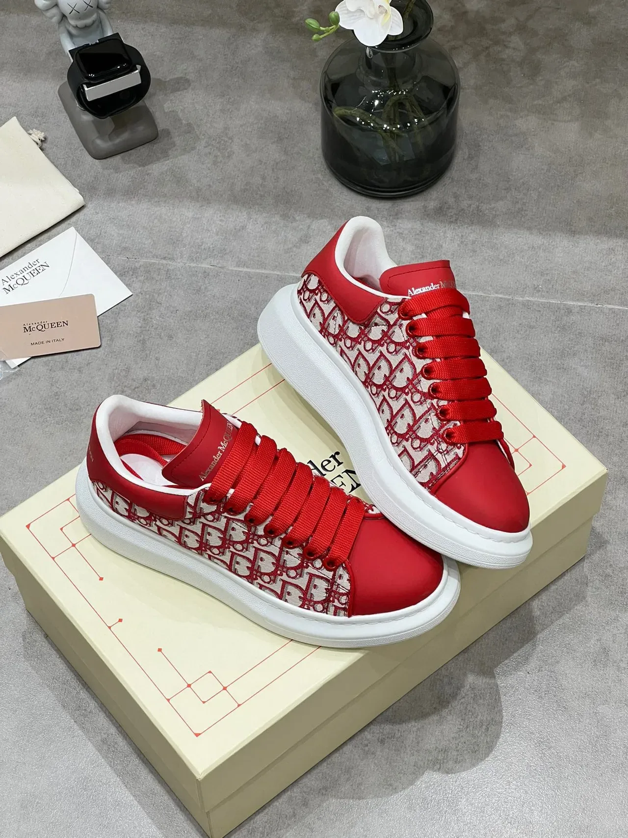 Alexander McQueen Oversized Sneaker Red Monogram Lifestyle Sneakers 6