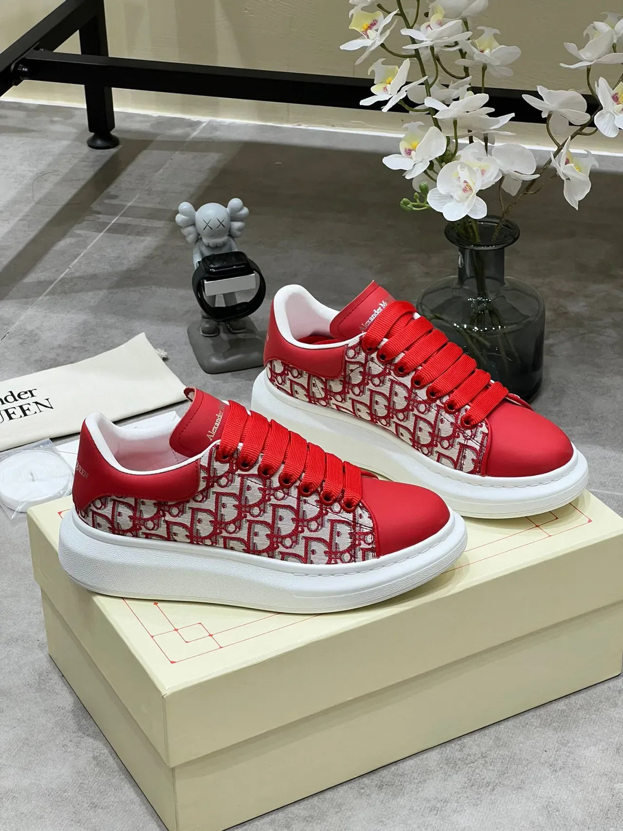 Alexander McQueen Oversized Sneaker Red Monogram Lifestyle Sneakers 9