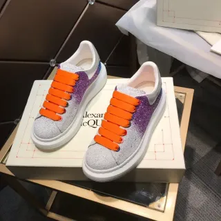 Alexander McQueen Oversized Sneaker Silver Purple Glitter Gradient Upper Elastic Ribbon Laces Lifestyle Sneakers