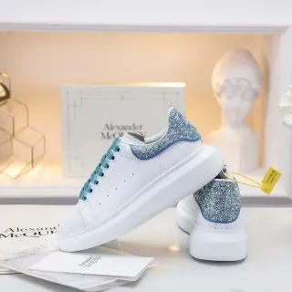Alexander McQueen Oversized Sneaker White Blue Platform Sole Leather Upper Lifestyle Sneakers