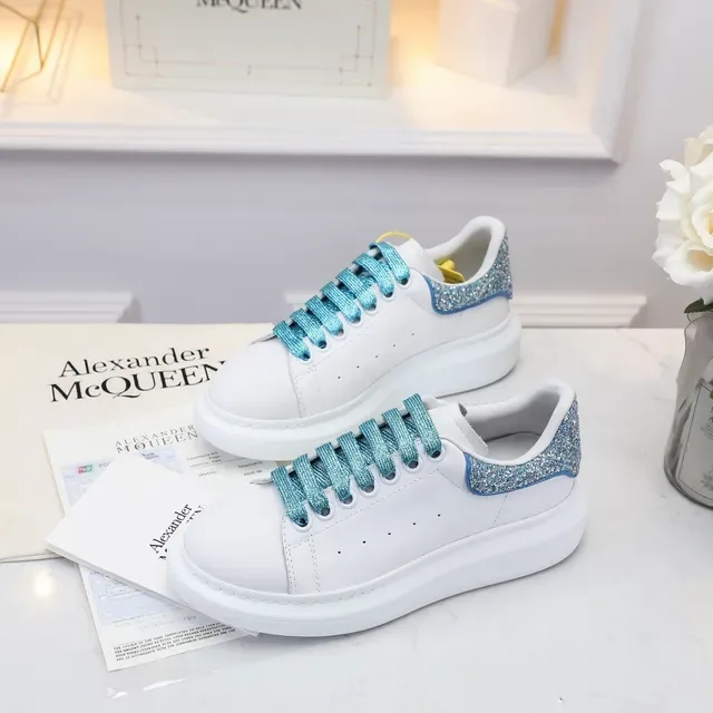 Alexander McQueen Oversized Sneaker White Blue Platform Sole Leather Upper Lifestyle Sneakers 2