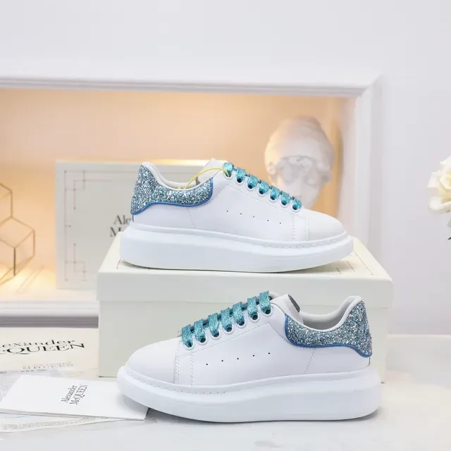 Alexander McQueen Oversized Sneaker White Blue Platform Sole Leather Upper Lifestyle Sneakers 3