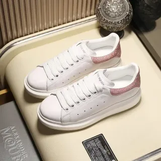 Alexander McQueen Oversized Sneaker White Pink Platform Sole Smooth Leather Upper Lifestyle Sneakers