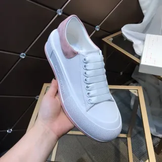 Alexander McQueen Oversized Sneaker White Pink Platform Sole Textured Toe Cap Lifestyle Sneakers