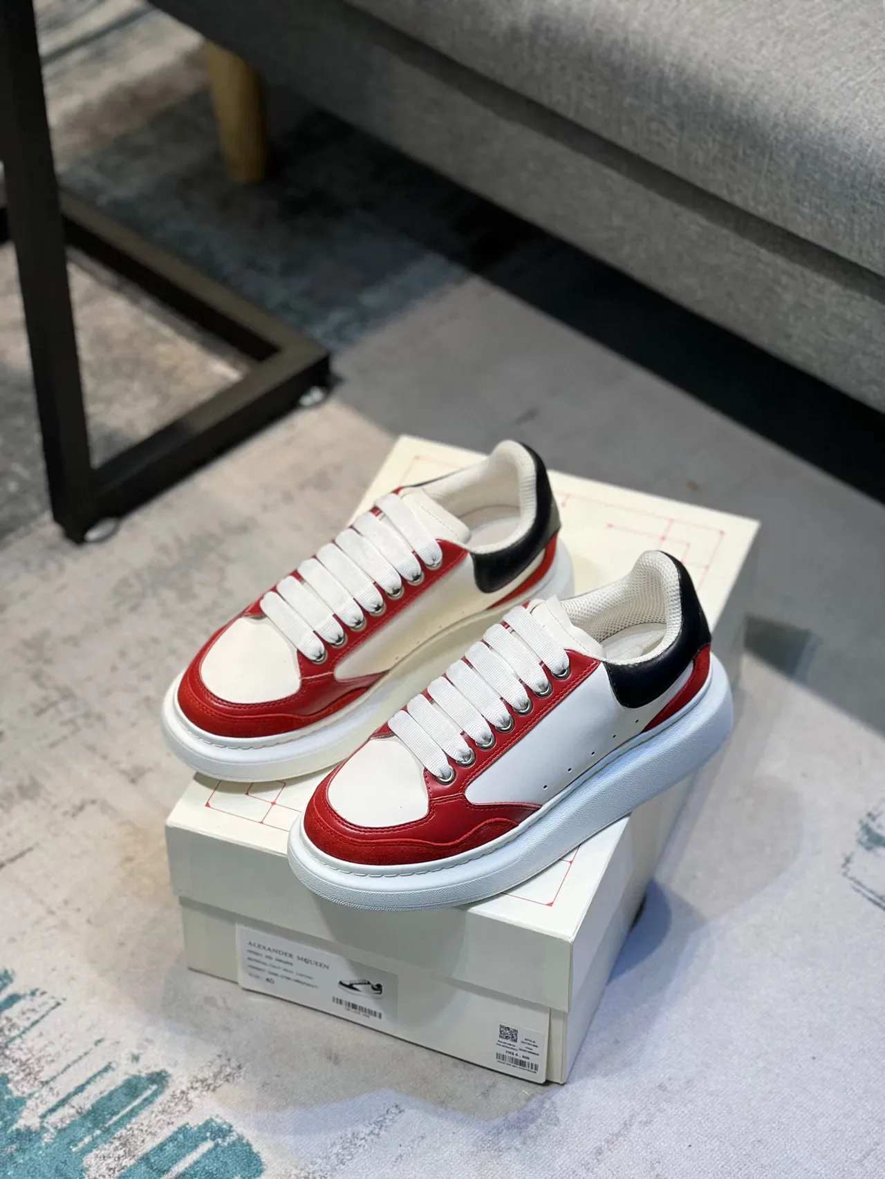 Alexander McQueen Oversized Sneaker White Red Black Lifestyle Sneakers 4