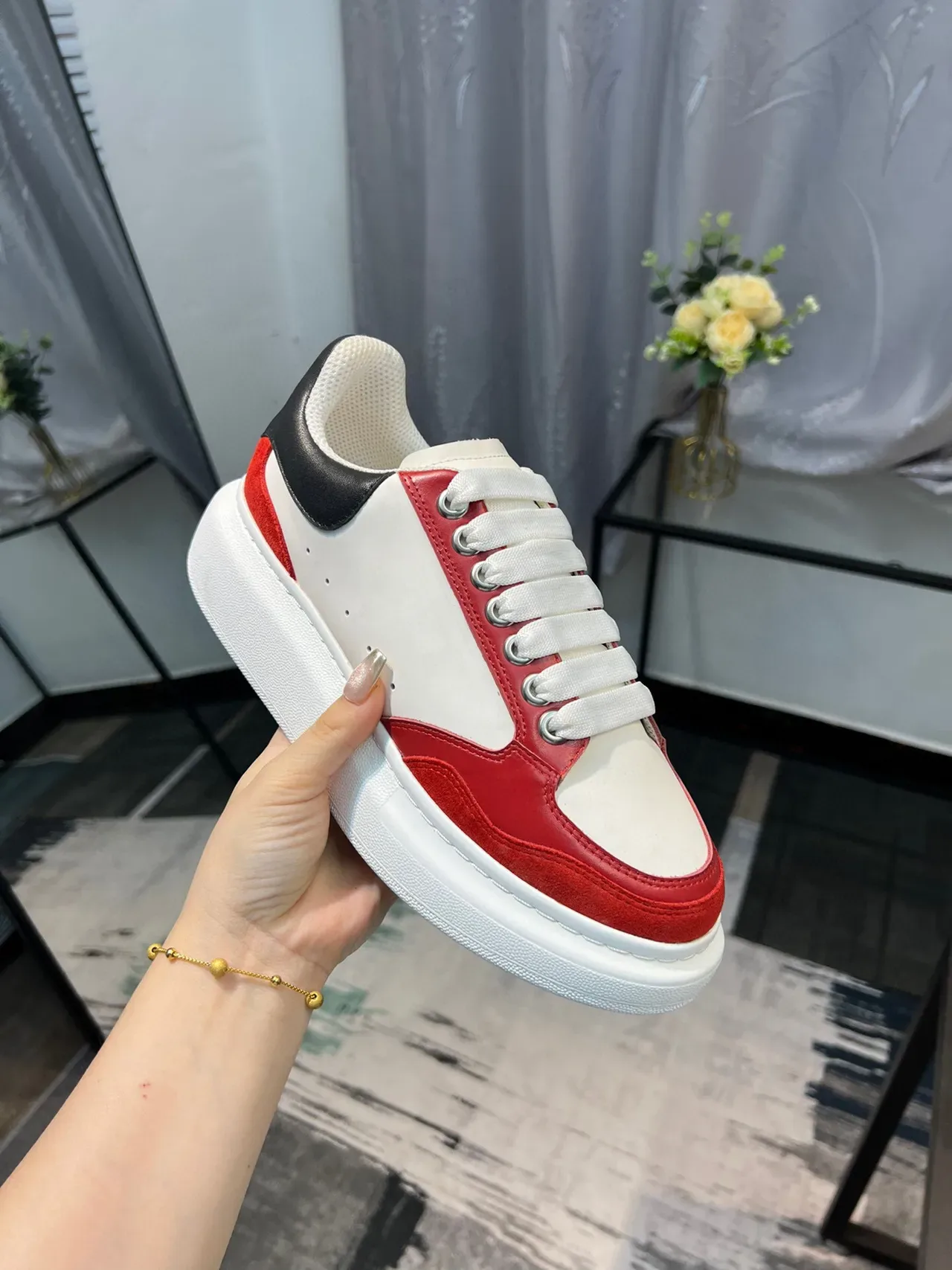 Alexander McQueen Oversized Sneaker White Red Black Lifestyle Sneakers 5