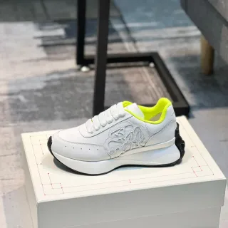 Alexander McQueen Oversized Sneaker White Yellow Silhouette Floral Cutout Overlay Lifestyle Sneakers