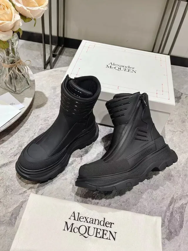 Alexander McQueen Tread Slick Black Ankle Boots 6