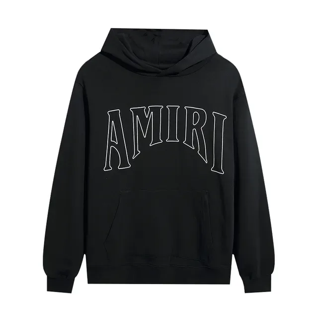 Amiri Arched Logo Black White Outline Oversized Fit Hoodie 4