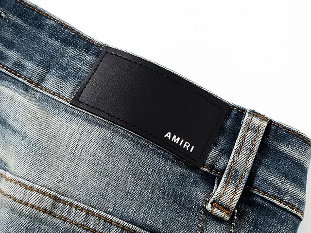Amiri Blue White Distressed Graphic-Print Jeans 12