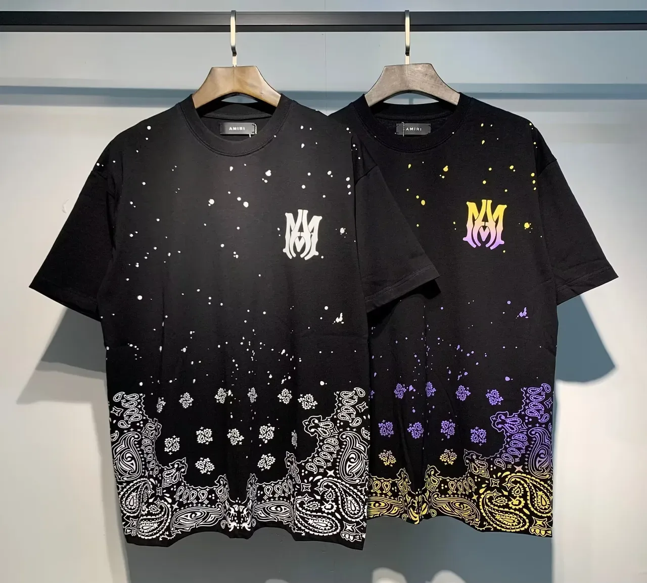 Amiri Gradient Speckle Bandana Hem T-Shirt 13