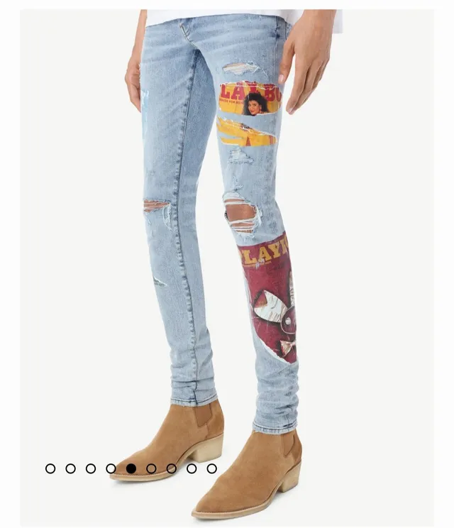 Amiri Patchwork Graphique Déchiré Slim-Fit Jeans 2