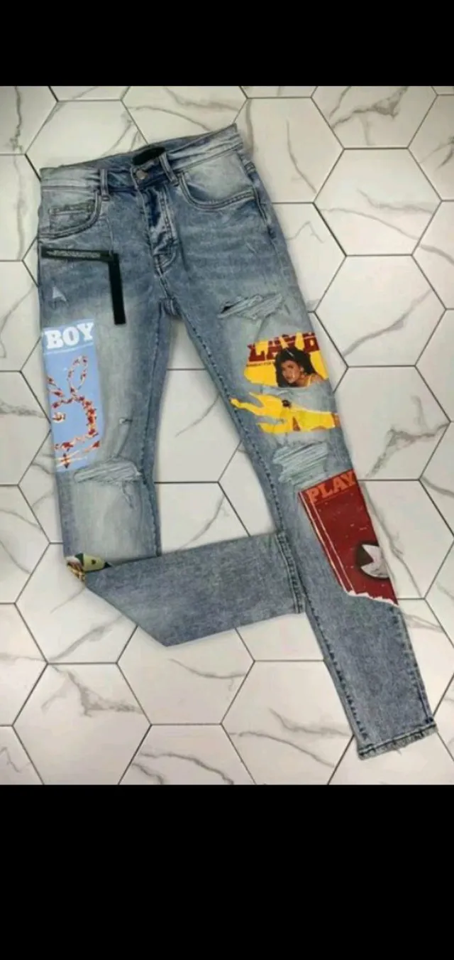 Amiri Patchwork Graphique Déchiré Slim-Fit Jeans 10