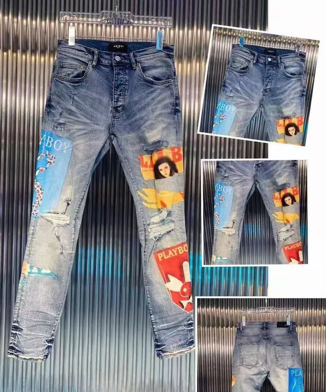 Amiri Patchwork Graphique Déchiré Slim-Fit Jeans 15