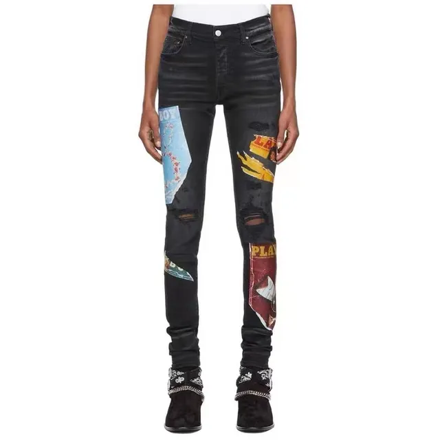 Amiri Patchwork Graphique Déchiré Slim-Fit Jeans 18