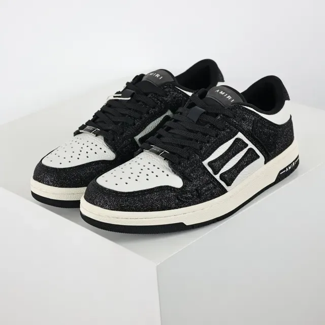 Amiri MA Court Sneakers Lifestyle Noir à Paillettes et Blanc 2